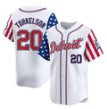 Detroit Tigers #20 Spencer Torkelson White 2025 Independence Day Vapor Premier Limited Stitched Baseball Jersey