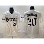 Detroit Tigers #20 Spencer Torkelson White 'Motor Gothic Edition' Vapor Premier Limited Stitched Baseball Jersey