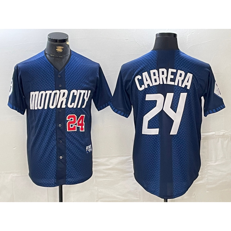 Detroit Tigers #24 Miguel Cabrera Number Navy 2024 City Connect Cool Base Limited Stitched Baseball Jersey