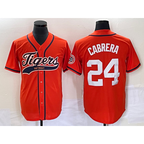 Detroit Tigers #24 Miguel Cabrera Orange Cool Base Stitched Baseball Jersey