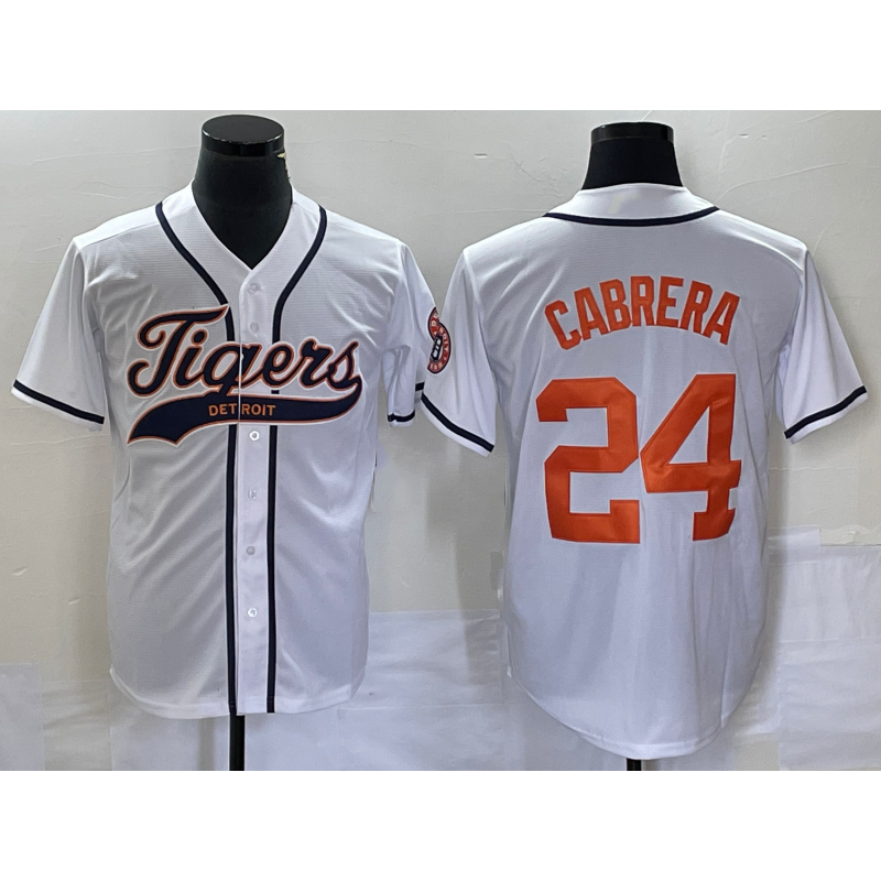 Detroit Tigers #24 Miguel Cabrera White Cool Base Stitched Baseball Jersey