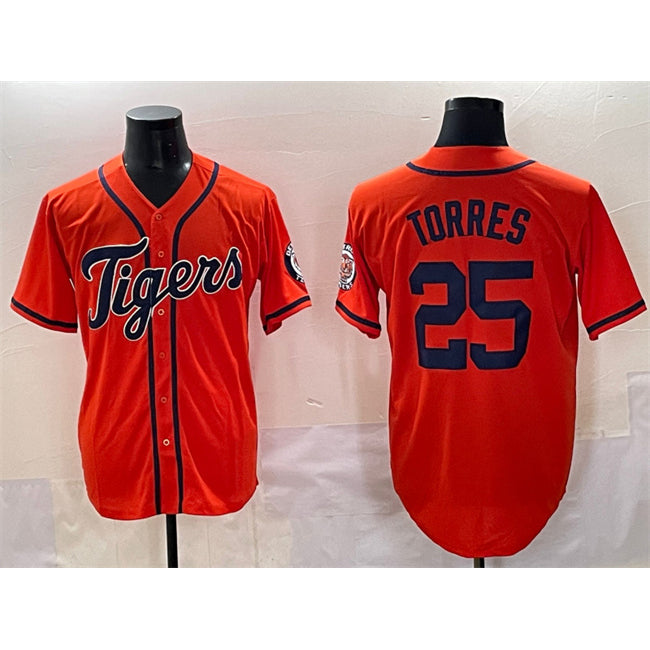 Detroit Tigers #25 Gleyber Torres Orange With Patch Vapor Premier Limited Stitched Baseball Jersey