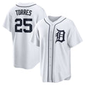 Detroit Tigers #25 Gleyber Torres White Home Replica Baseball Jersey
