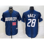 Detroit Tigers #28 Javier Baez Number 2024 Navy City Connect Cool Base Limited Stitched Baseball Jersey