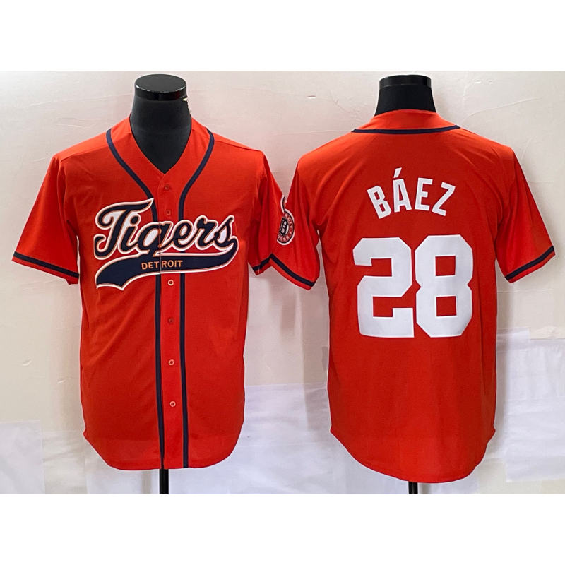 Detroit Tigers #28 Javier Báez Orange Cool Base Stitched Baseball Jersey