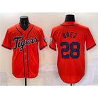 Detroit Tigers #28 Javier Báez Orange With Patch Cool Base Stitched Baseball Jersey