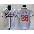 Detroit Tigers #28 Javier Báez White Cool Base Stitched Baseball Jersey