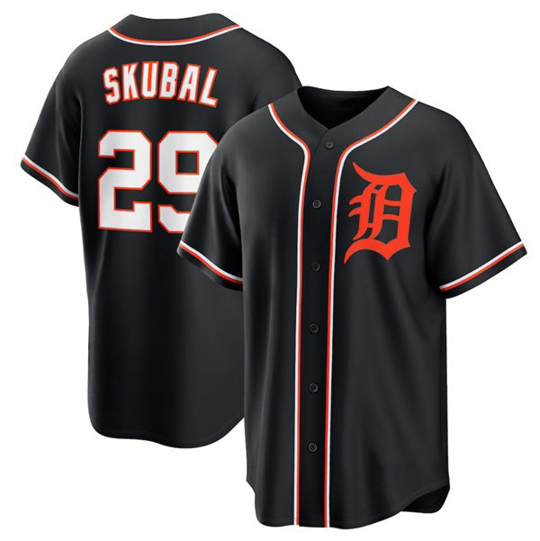 Detroit Tigers #29 Tarik Skubal Black Out Stitched Baseball Jersey