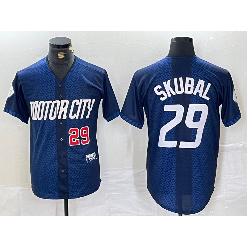 Detroit Tigers #29 Tarik Skubal Number 2024 Navy City Connect Cool Base Limited Stitched Baseball Jersey
