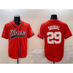 Detroit Tigers #29 Tarik Skubal Orange With Patch Cool Base Stitched Baseball Jersey
