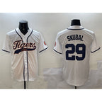 Detroit Tigers #29 Tarik Skubal White With Patch Cool Base Stitched Baseball Jersey