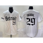 Detroit Tigers #29 Tarik Skubal White 'Motor Gothic Edition' Vapor Premier Limited Stitched Baseball Jersey