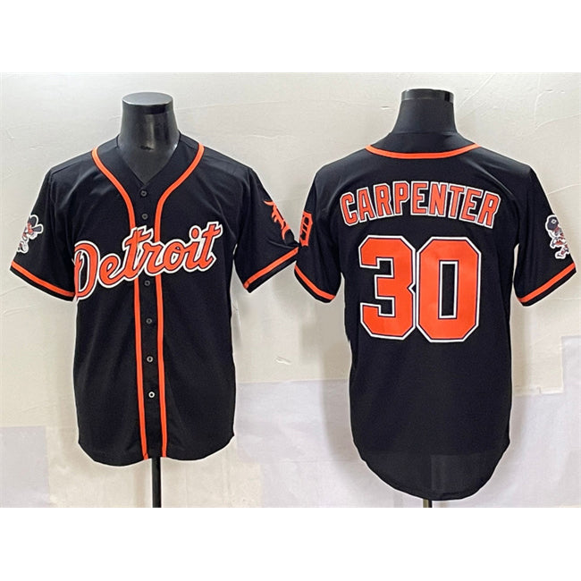 Detroit Tigers #30 Kerry Carpenter Black With Patch Cool Base Stitched Baseball Jersey