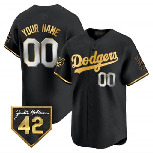 Dodgers 2024 Jackie Robinson Patch Vapor Premier Limited Custom Jersey ¨C All Stitched-Black Baseball Jersey