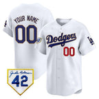 Dodgers 2024 Jackie Robinson Patch Vapor Premier Limited Custom Jersey ¨C White Baseball Jersey