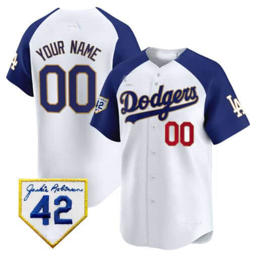Dodgers 2024 Jackie Robinson Patch Vapor Premier Limited Custom Jersey ¨C White Baseball Jersey