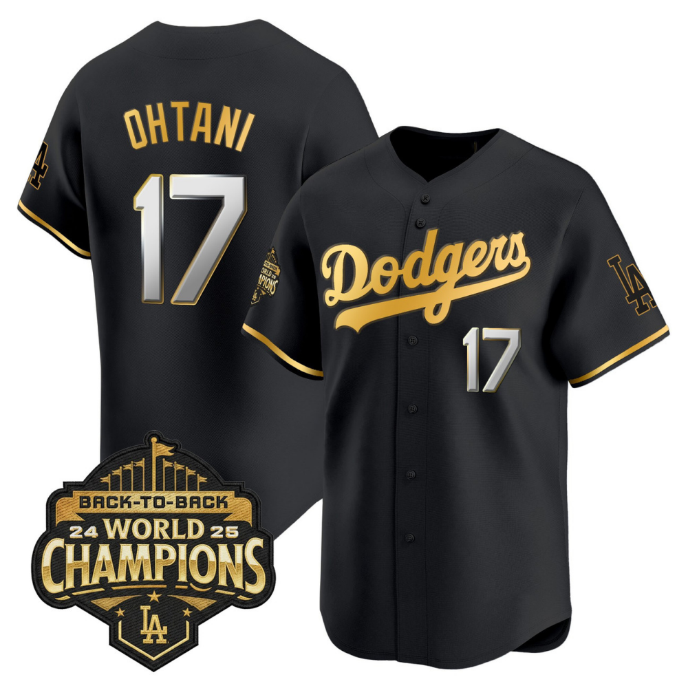 Los Angeles Dodgers Black Gold 2025 Back-To-Back World Series Baseball Jerseys