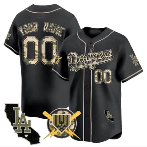 Dodgers Armed Forces Day Vapor Premier Limited Custom Jersey ¨C Black Baseball Jersey