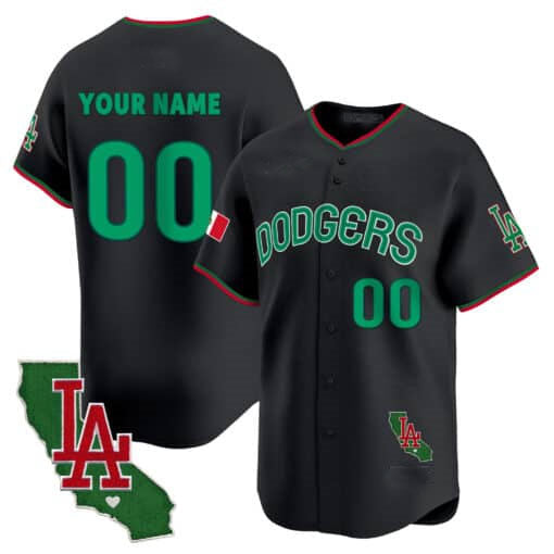 Dodgers Mexico California Patch Vapor Premier Limited Custom Jersey V3 ¨C Black Baseball Jersey