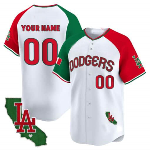 Dodgers Mexico California Patch Vapor Premier Limited Custom Jersey V3 ¨C White Baseball Jersey
