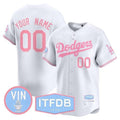 Dodgers Vin ITFDB Patch Bubblegum Pink Vapor Premier Limited Custom Jersey ¨C White Baseball Jersey