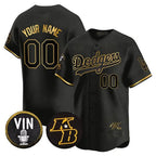 Dodgers Vin Patch & Kobe Bryant Signature Vapor Premier Limited Custom Jersey ¨C Black Baseball Jersey