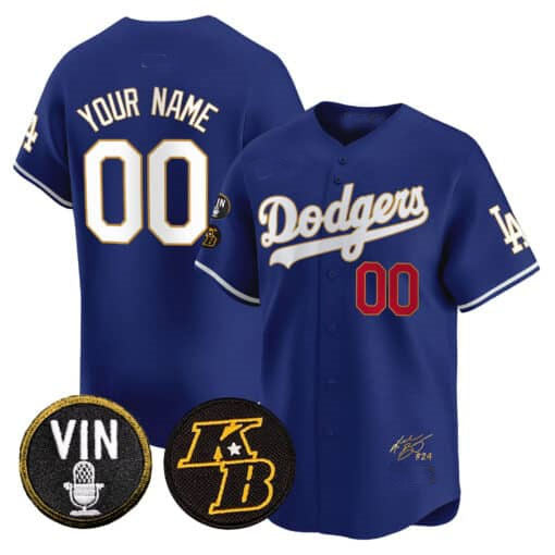 Dodgers Vin Patch & Kobe Bryant Signature Vapor Premier Limited Custom Jersey ¨C Royal Baseball Jersey