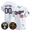 Dodgers Vin Patch & Kobe Bryant Signature Vapor Premier Limited Custom Jersey ¨C White Gold Baseball Jersey