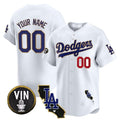 Dodgers Vin & California Patch Gold Trim Vapor Premier Limited Custom Jersey ¨C White Gold Baseball Jersey
