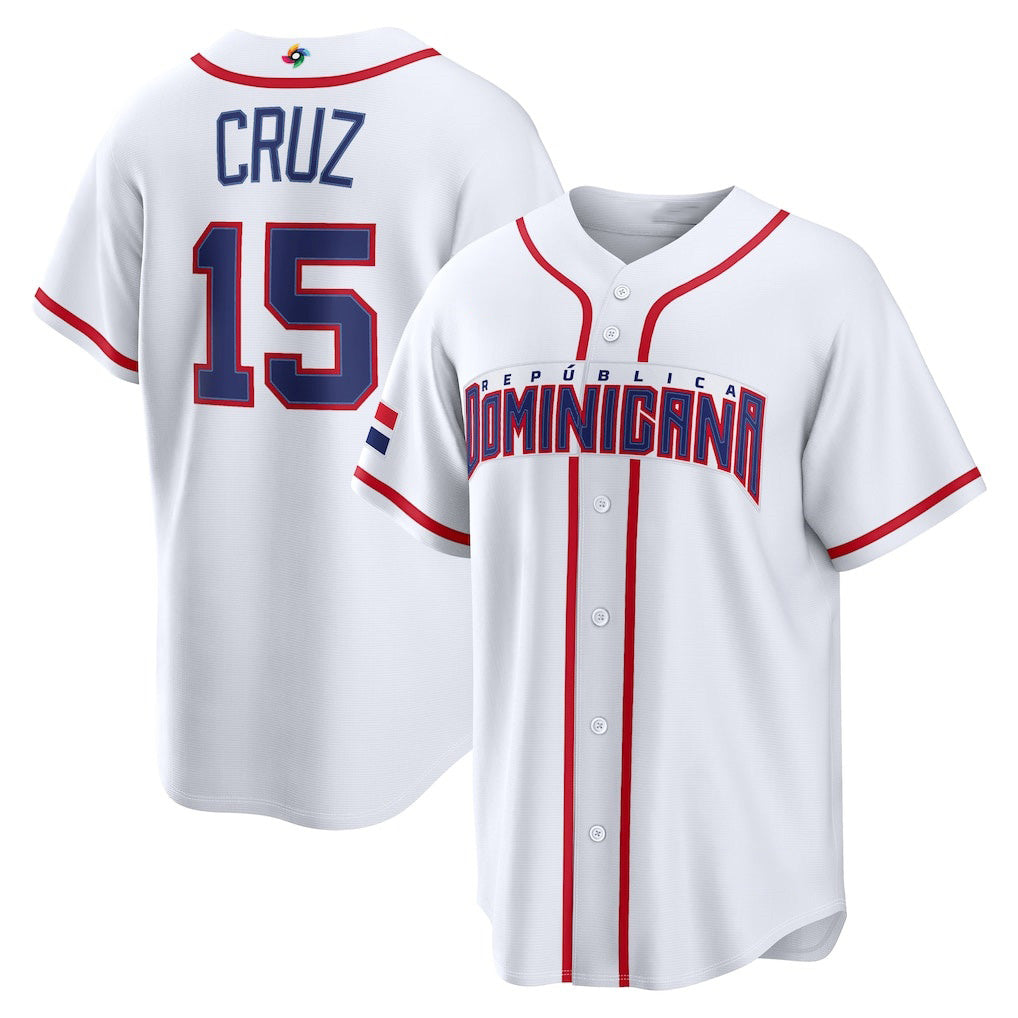 Dominican Republic Baseball #15 Oneil Cruz 2026 World Baseball Classic Home Stadium Baseball Jersey - White