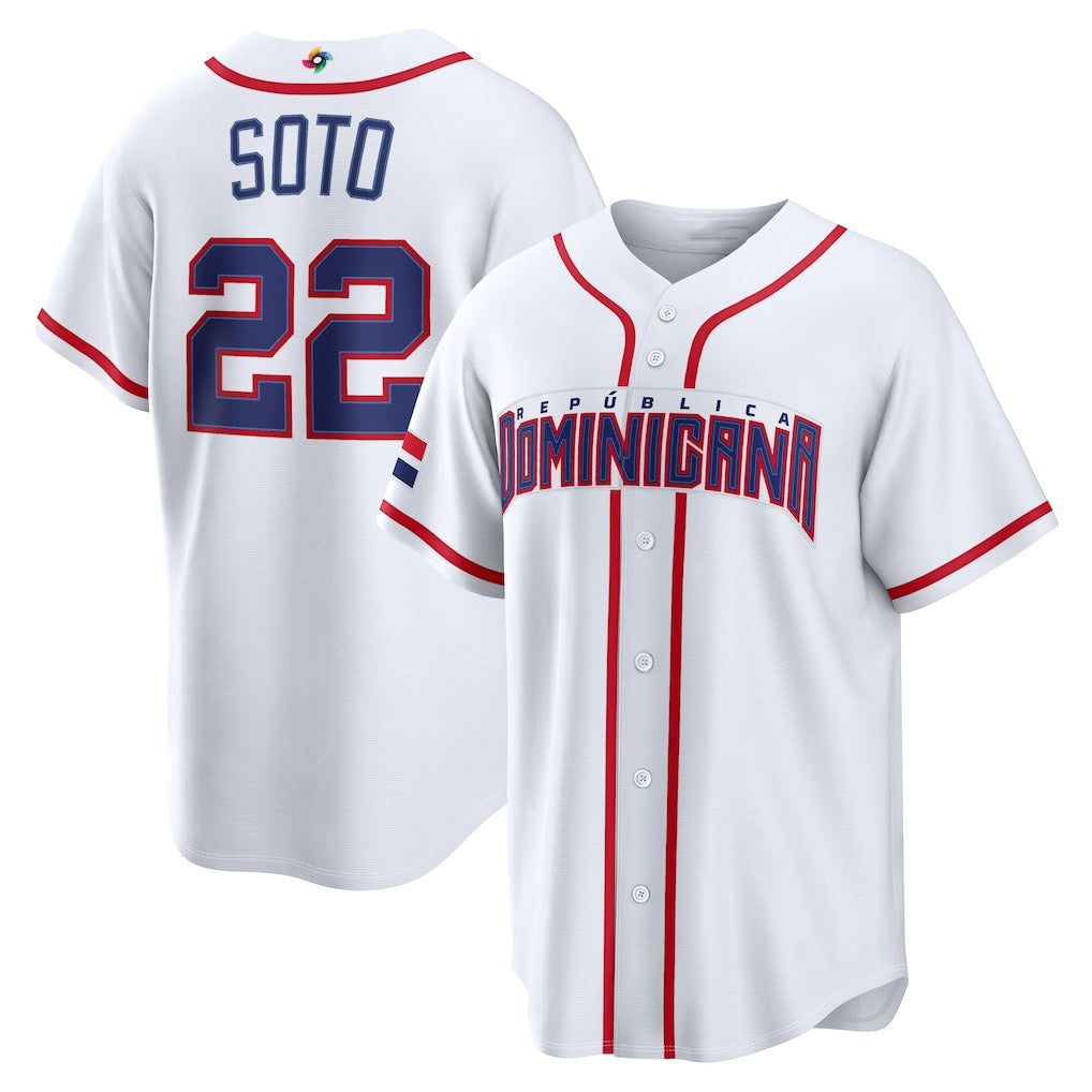 Dominican Republic Baseball #22 Juan Soto 2026 World Baseball Classic Home Stadium Baseball Jersey - White