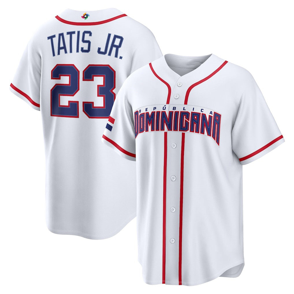 Dominican Republic Baseball #23 Fernando Tatis Jr. 2026 World Baseball Classic Home Stadium Baseball Jersey - White