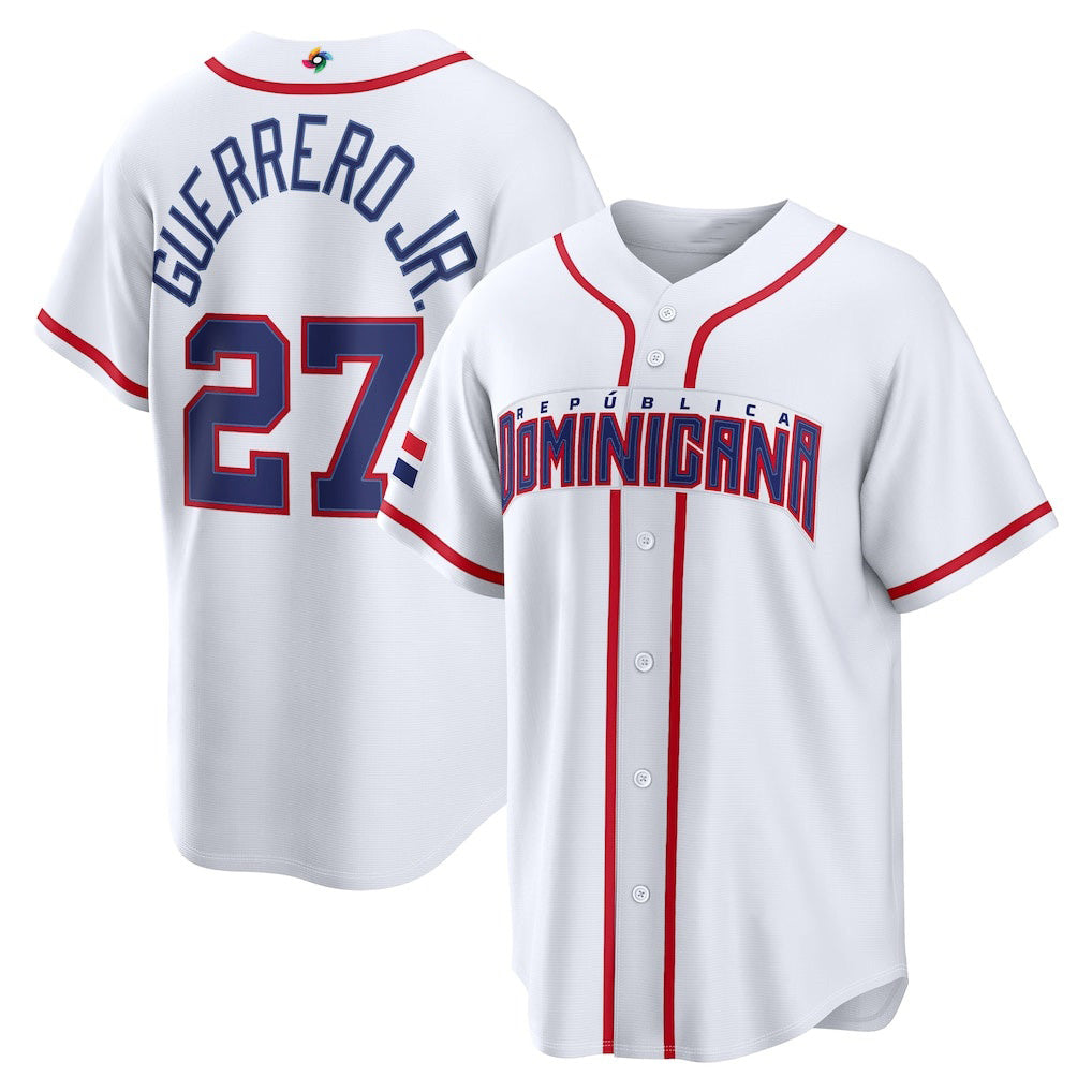 Dominican Republic Baseball #27 Vladimir Guerrero Jr. 2026 World Baseball Classic Home Stadium Baseball Jersey - White