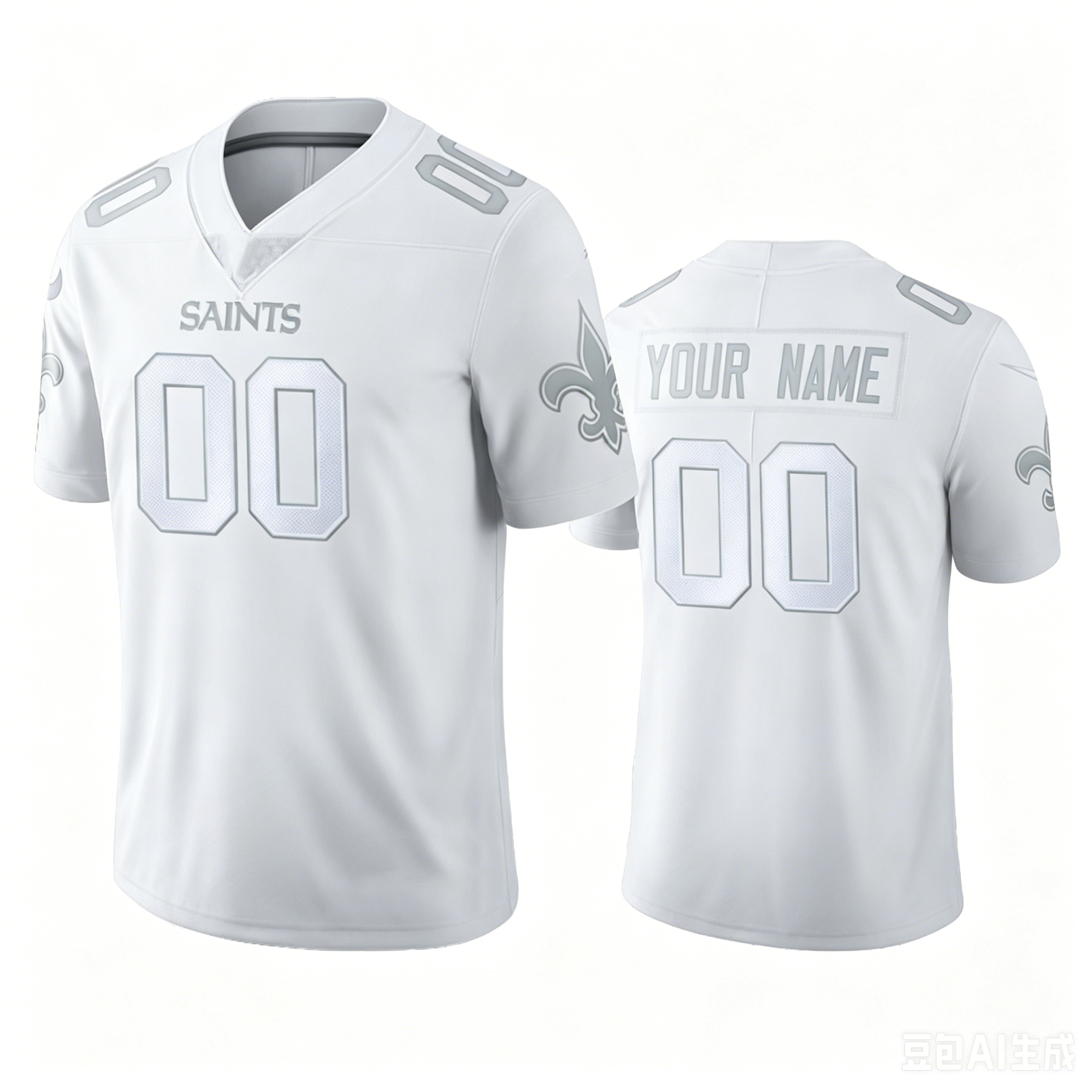 Custom New Orleans Saints All White Platinum Limited Football Jersey