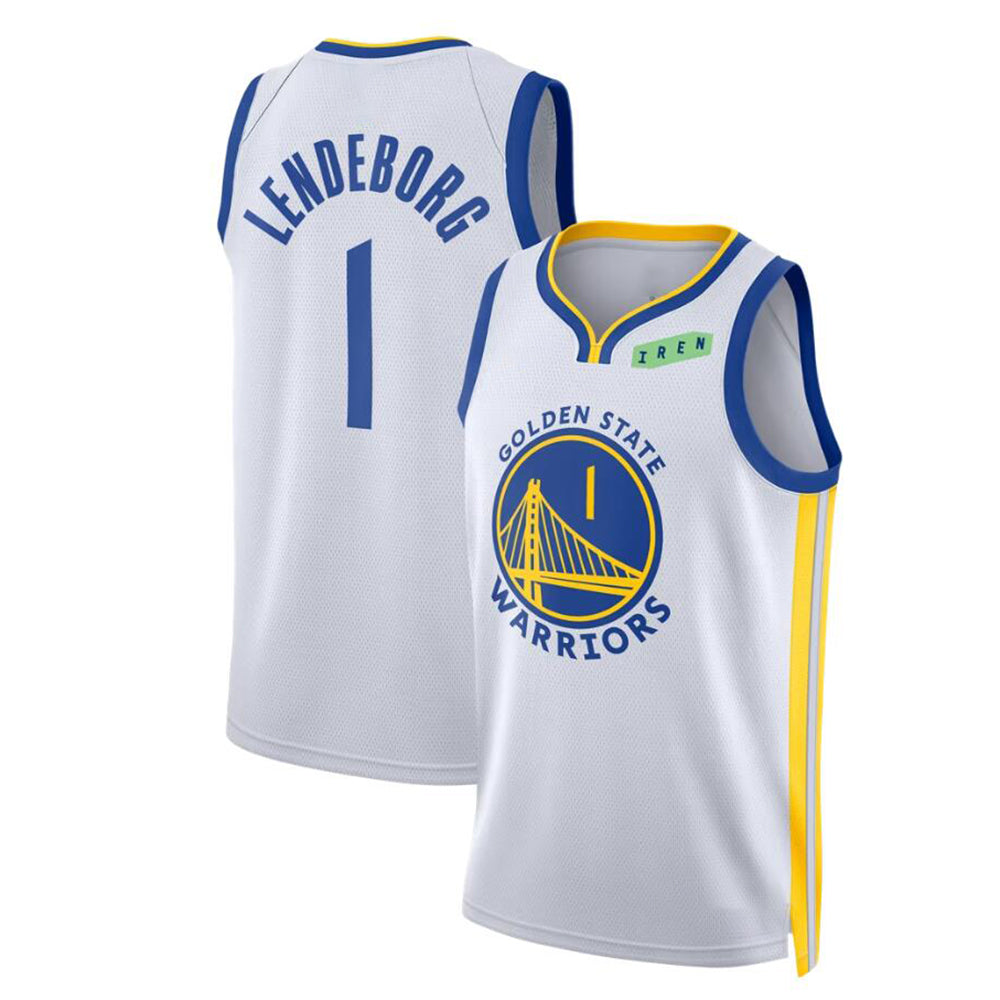 Golden State Warriors #1 Yaxel Lendeborg White Swingman Badge Jersey