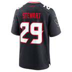 H.Texans #29 M.J. Stewart Navy Team Game Jersey