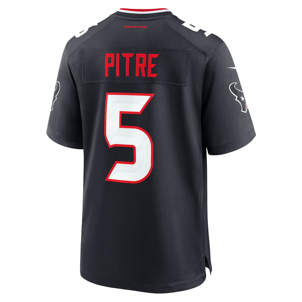 H.Texans #5 Jalen Pitre Navy Game Football Jersey Marou