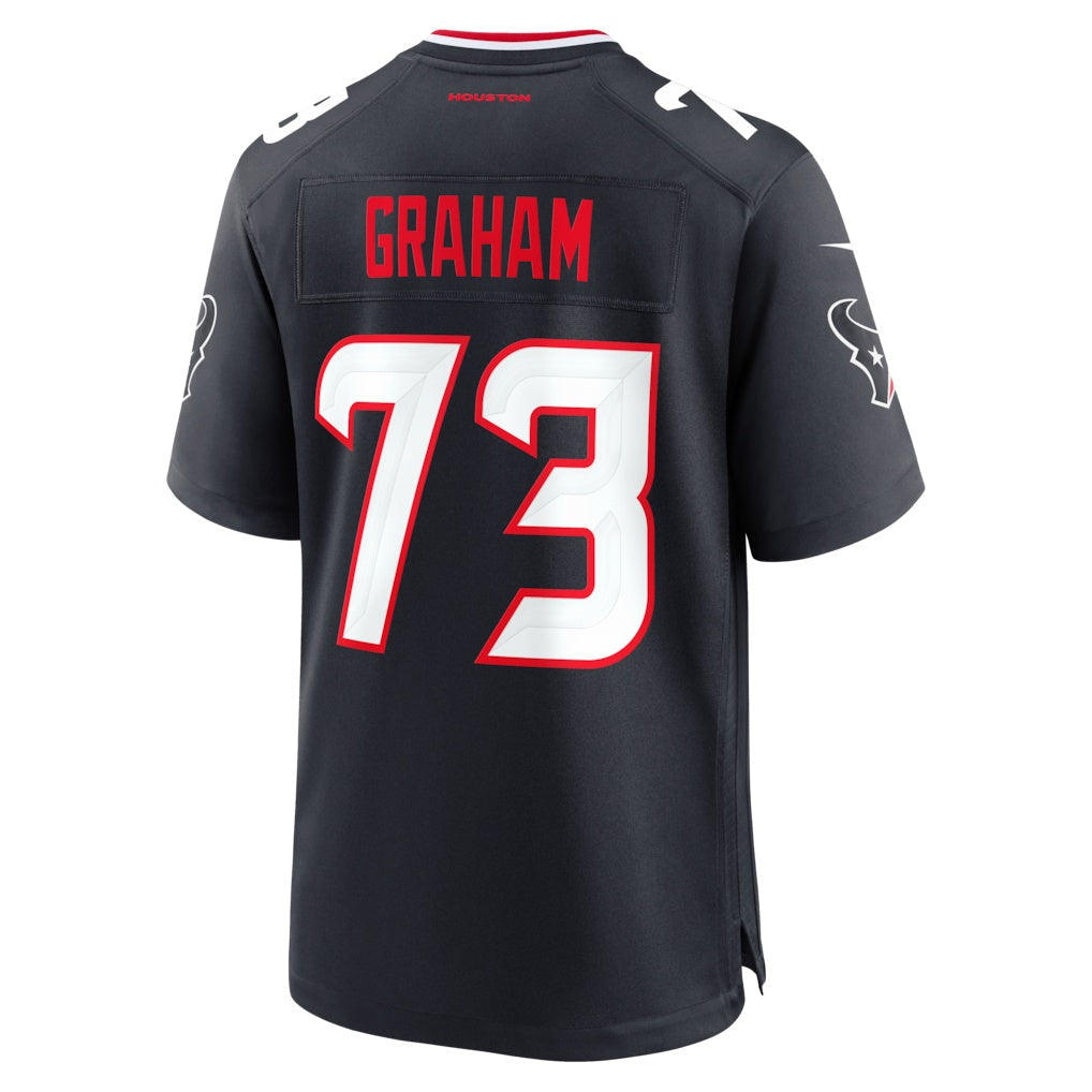 H.Texans #73 errick Graham Navy Team Game Football Jersey