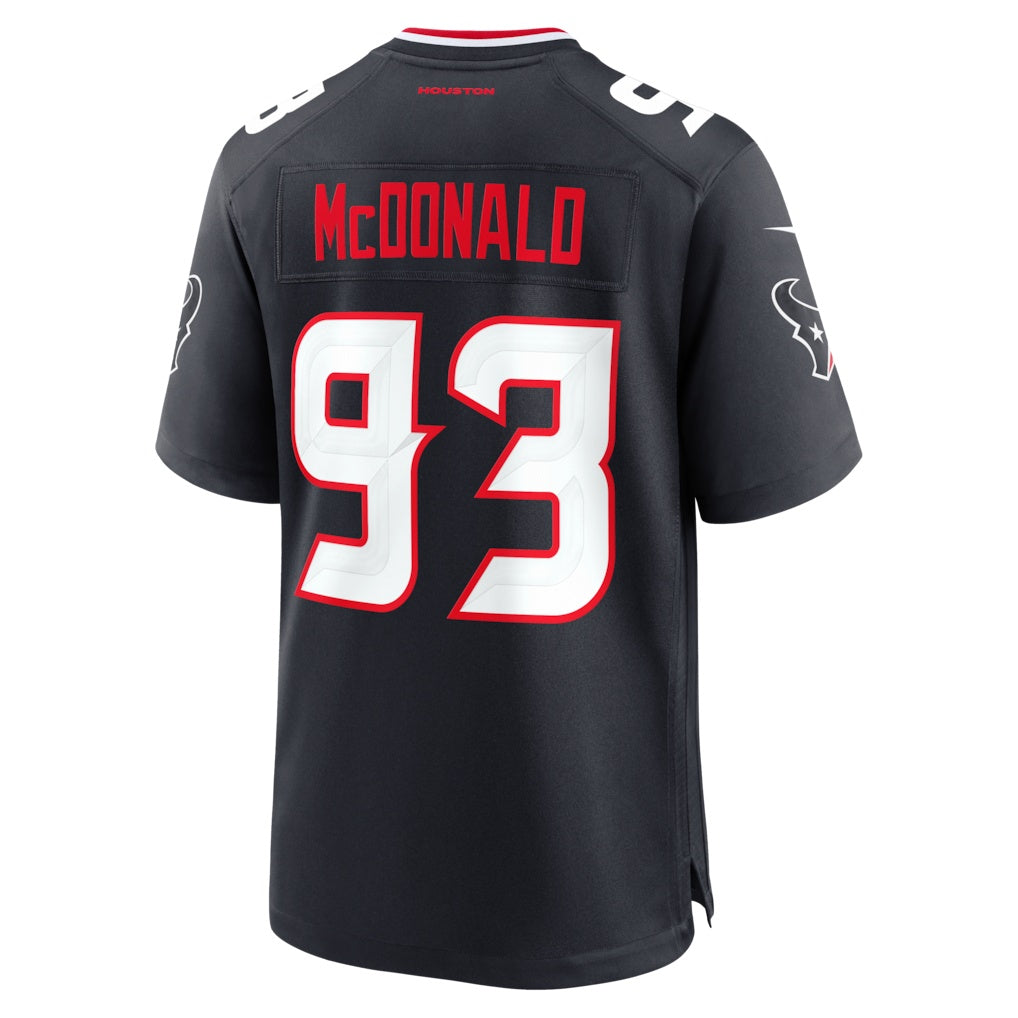 H.Texans #93 Kayden McDonald Navy Team Game Jersey