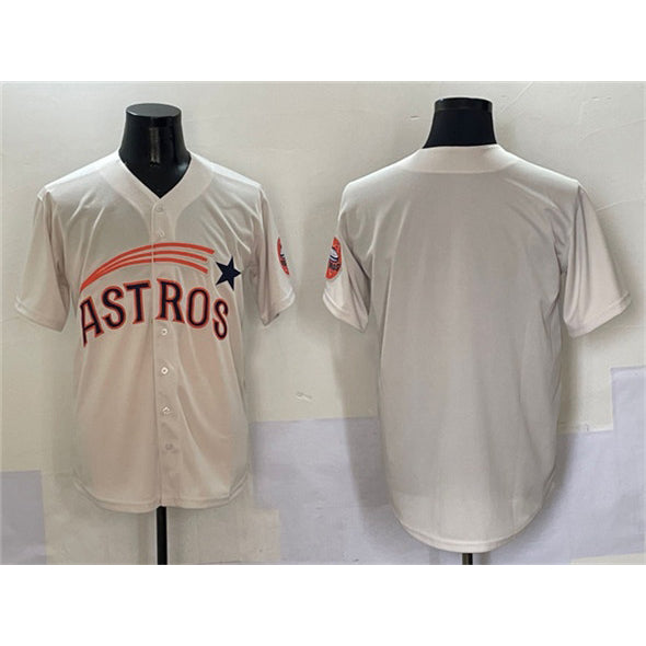 Houston Astros Blank Cream Throwback Cooperstown Collection Limited Stitched Baseball Jersey