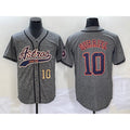 Houston Astros #10 Yuli Gurriel Number Grey Gridiron Cool Base Stitched Baseball Jersey
