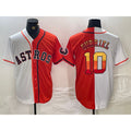 Houston Astros #10 Yuli Gurriel White Orange Split Stitched Baseball Jersey