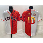 Houston Astros #10 Yuli Gurriel White Orange Split Stitched Baseball Jersey