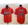 Houston Astros #14 Mauricio Dubon Number Orange With Patch Cool Base Stitched Baseball Jersey