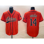 Houston Astros #14 Mauricio Dubon Orange With Patch Cool Base Stitched Baseball Jersey