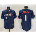 Houston Astros #1 Carlos Correa Navy 2025 City Connect With Texas Patch Limited Stitched Baseball Jersey