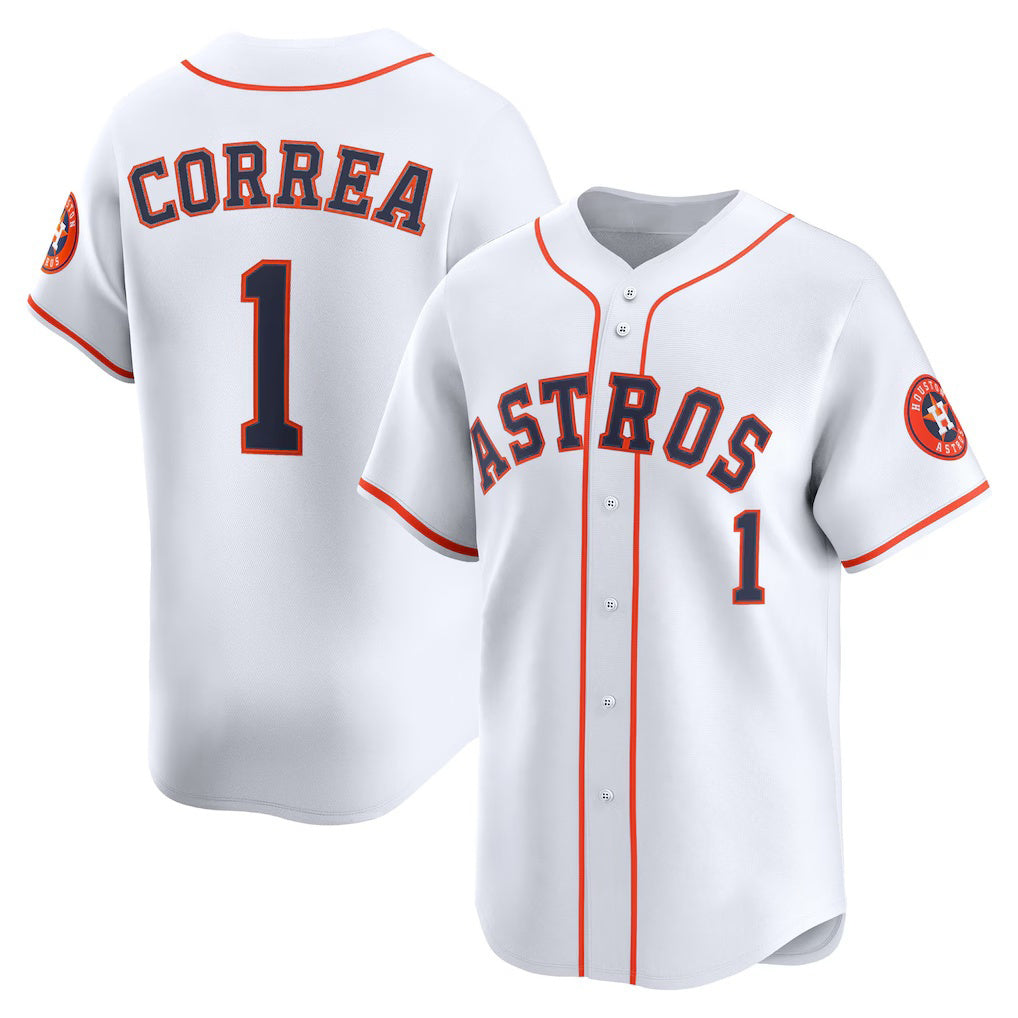 Houston Astros #1 Carlos Correa White Home Limited Player Baseball Jersey