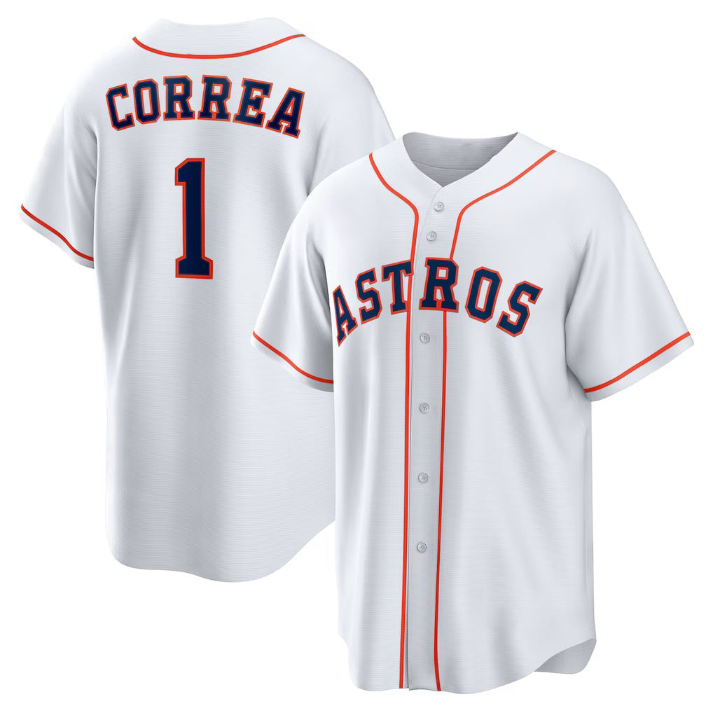 Houston Astros #1 Carlos Correa White Home Replica Baseball Jersey