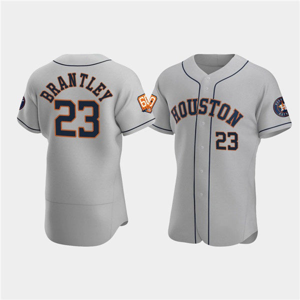 Houston Astros #23 Michael Brantley Gray 60th Anniversary Flex Base Stitched Baseball Jersey