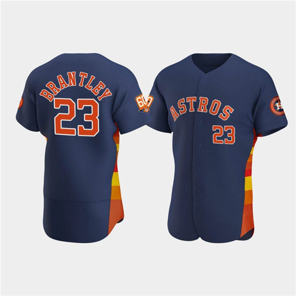 Houston Astros #23 Michael Brantley Navy 60th Anniversary Flex Base Stitched Baseball Jersey